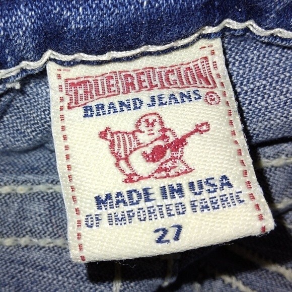 True Religion Disco Joey Big T Flare blue jeans with crystals size 27 Inseam 34" - Picture 9 of 10